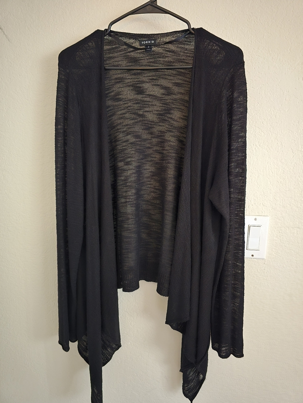 torrid Black Lightweight Open-Front Draped Cardigan Sweater Plus Sz 2 2x